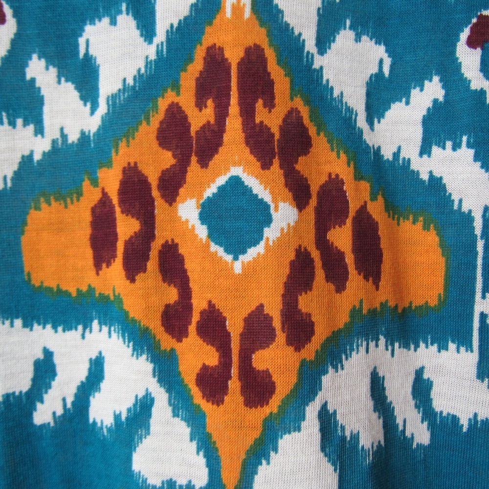 Tory Burch Sabrina Ikat Top Size Small Long Sleeves Pima Cotton Western Aztec - Picture 8 of 10